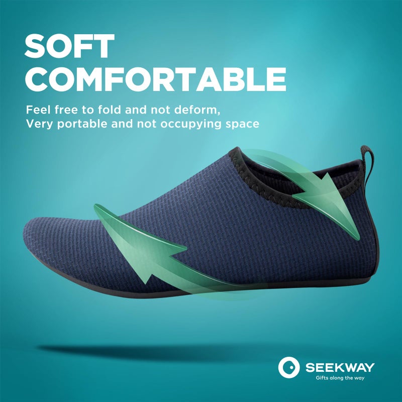 SEEKWAY Water Shoes Quick-Dry Aqua Socks Barefoot Slip-on for Beach Pool Swim River Yoga Lake Surf Women Men Blue SK001 - Image 3